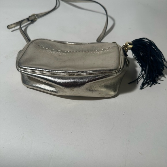 Silver Crossbody Bag with Tassel - Picture 2 of 7